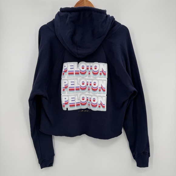 Peloton Spiritual Gangster Tops - Spiritual Gangster X Peloton Cropped Hoodie Pullover Womens Medium Navy Blue